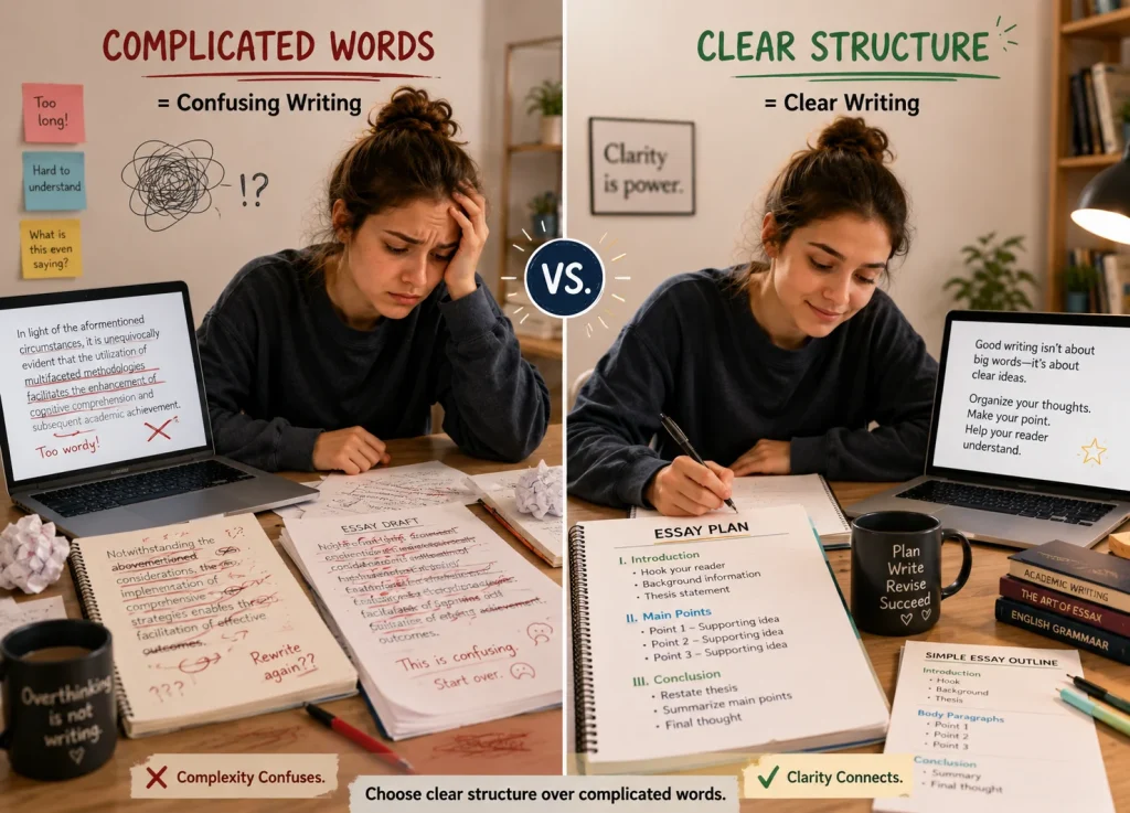 9 Different Types of Hooks for Essays (With Examples) Contradiction hook showing that clear essay structure is better than complicated vocabulary.