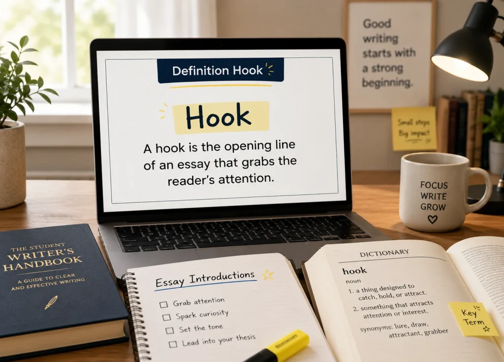 9 Different Types of Hooks for Essays (With Examples) Definition hook example explaining the meaning of an essay hook.