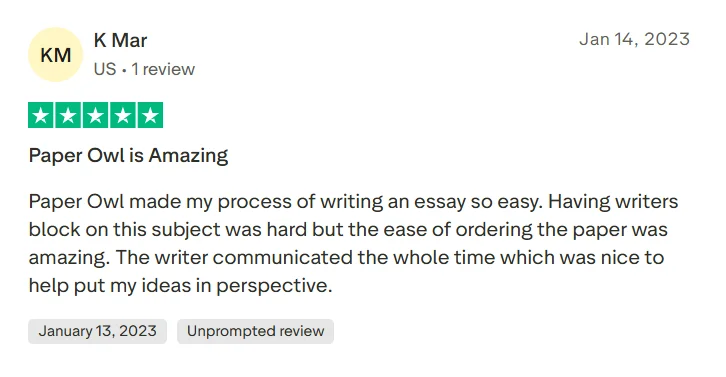 Trustpilot review saying the user had a positive second experience with PapersOwl after finding a preferred writer