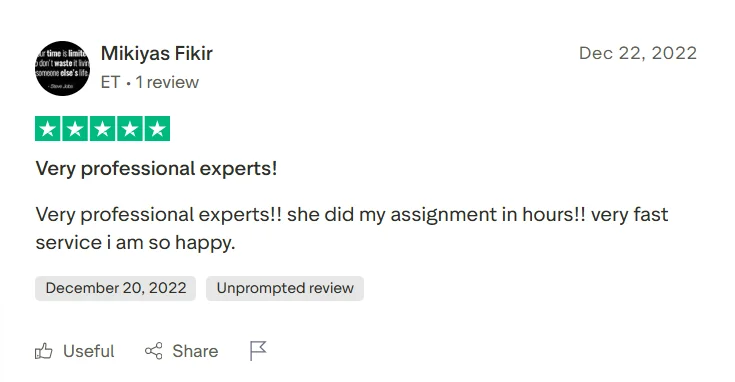 Trustpilot review saying a PapersOwl paper was delivered in 2 to 3 days with no revisions needed