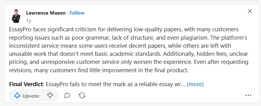 essaypro negative discussion and review on quora