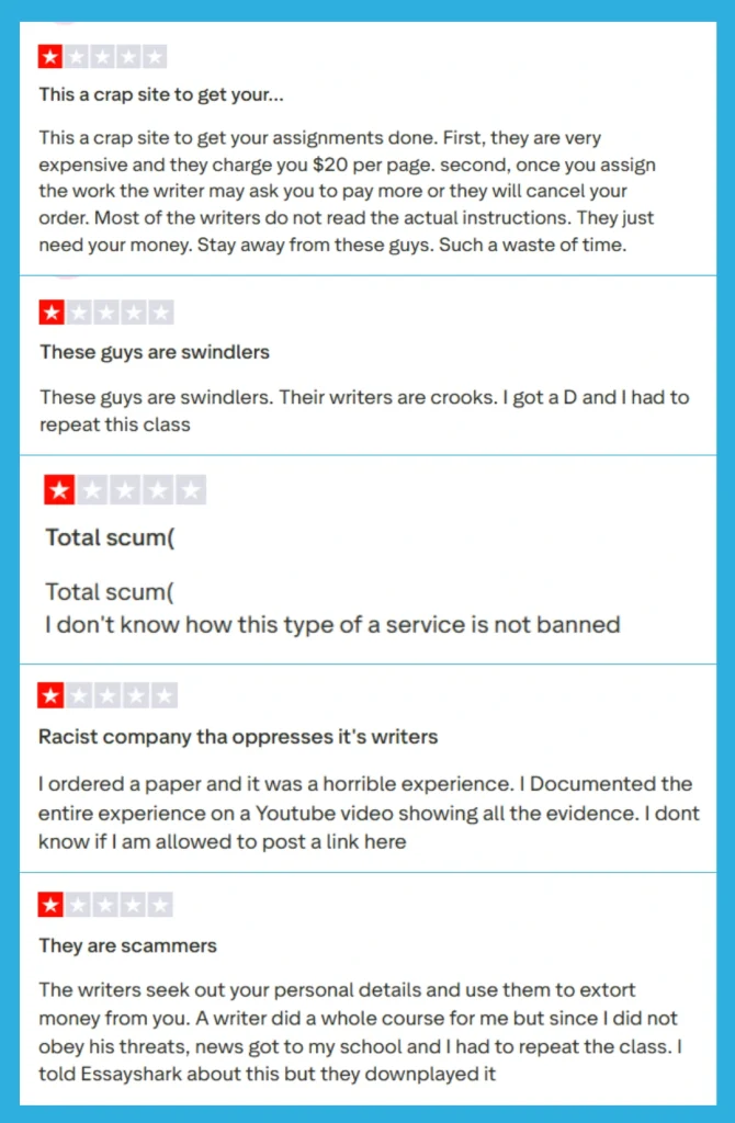 essayshark negative reviews