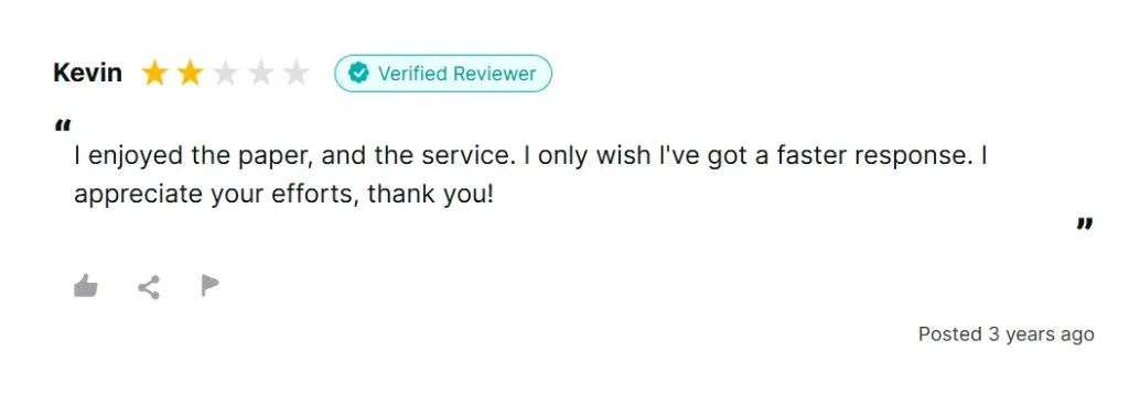 Three-star 99Papers review saying the paper was okay but felt thrown together.