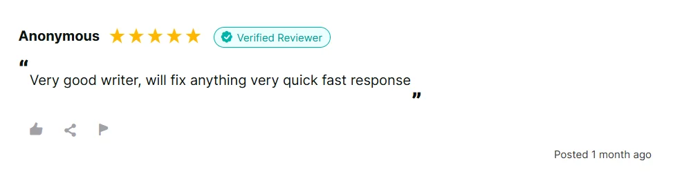 Positive 99Papers review saying the customer was very happy with the outcome and the writer exceeded expectations.