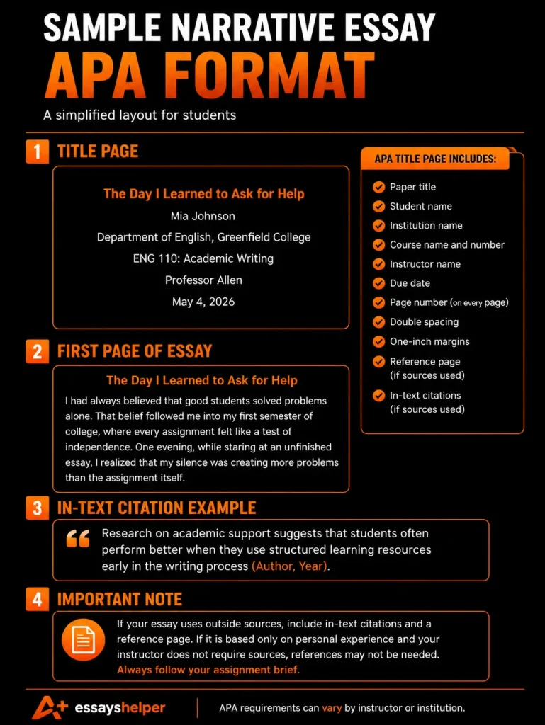 narrative essay apa format sample outline