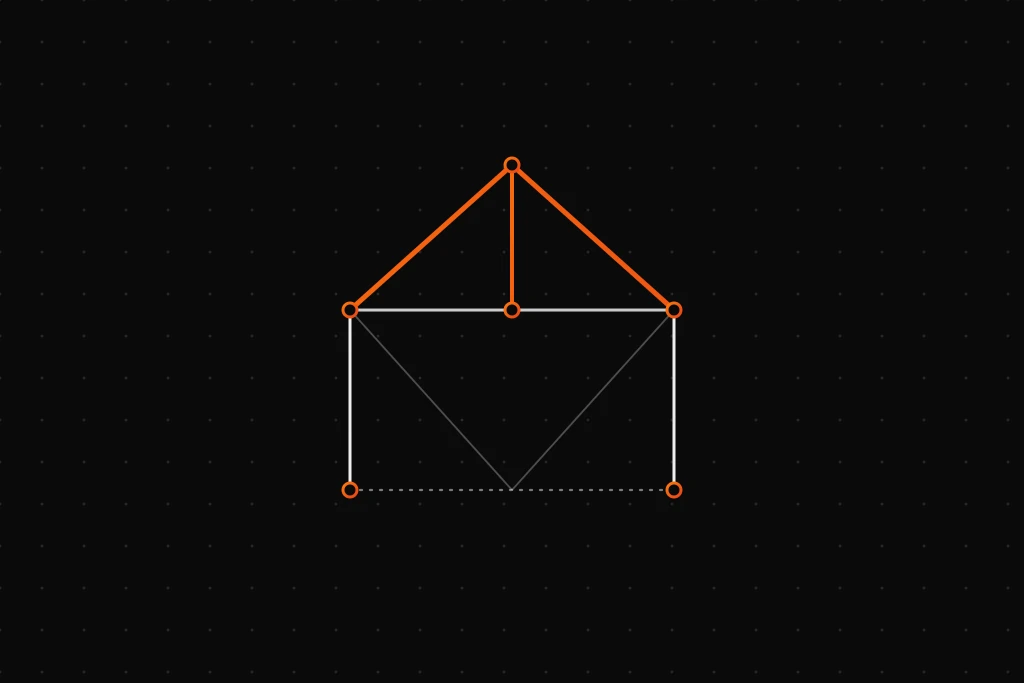 A blueprint house frame representing the structural planning stage before drafting