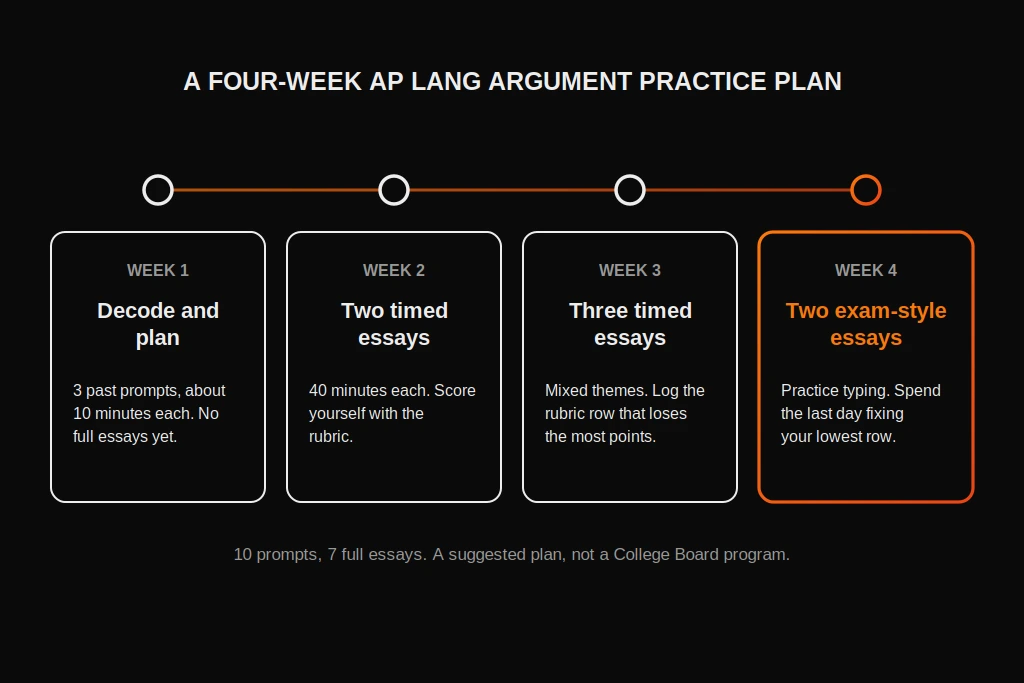 Argumentative Essay Prompts: Examples for School and AP Lang A four-week AP Lang argument essay practice plan, from decoding prompts to timed essays