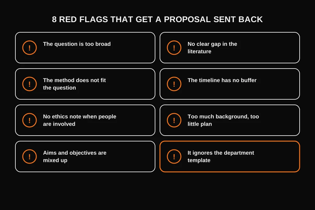 Eight red flags that get a dissertation proposal sent back for revision